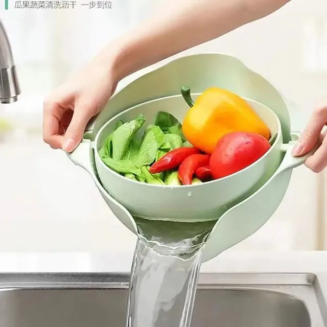 Égouttoir à légumes double couche avec poignée – vue 2
