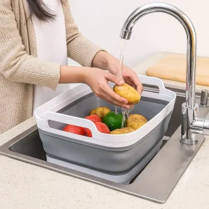 Lavabo pliant de grande capacité, bassin de lavage de légumes épais avec poignées, bas carré pour fruits et légumes Lavabo pliant de grande capacité, bassin de lavage de légumes épais avec poignées, bas carré pour fruits et légumes