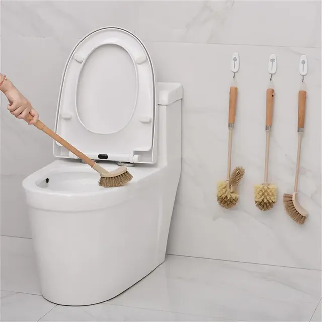 Brosse toilette manche long bois ergonomique tête double… – vue 3