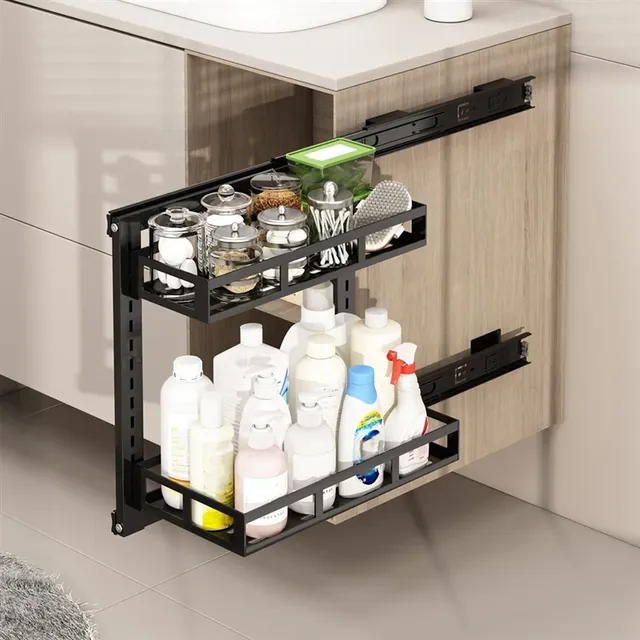 Organisateur coulissant tiroir escamotable panier double… – vue 3