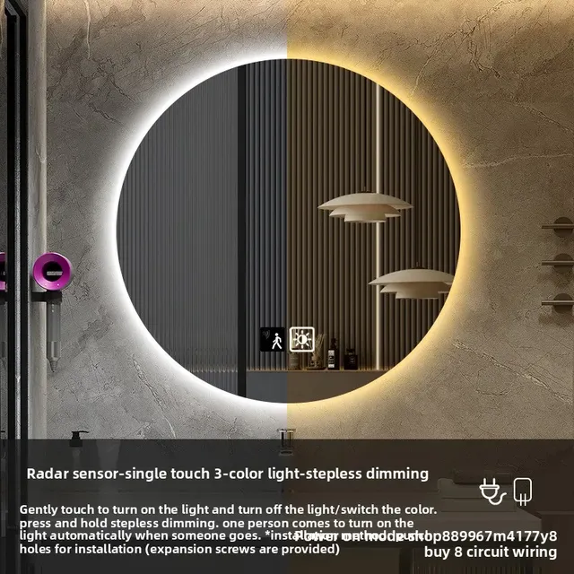 Miroir de salle de bains rond d'hôtel de mode – vue 5