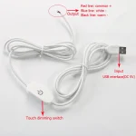 Contrôleur de gradation avec interrupteur tactile en ligne, lumières LED, contrôle de la carte lumineuse, utilisation en 3 couleurs, 1 mètre ou 2 mètres de ligne, DC 5V, 1PC