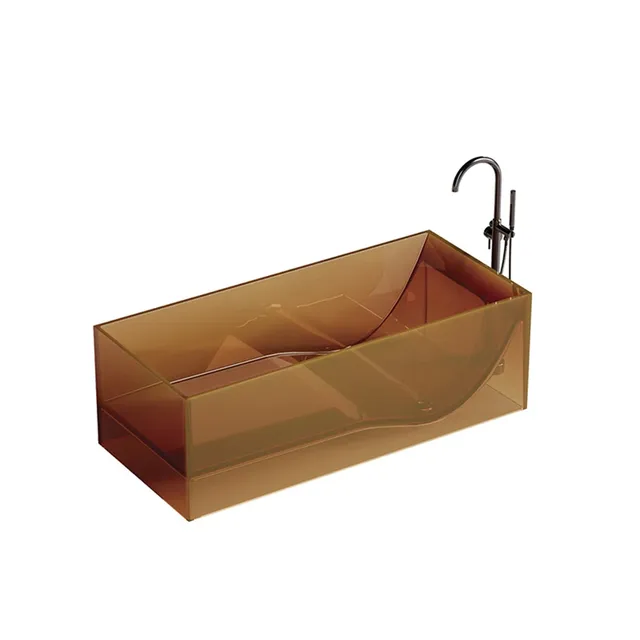 Baignoire îlot rectangulaire acrylique translucide ambre…