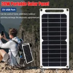 30W panneau solaire Portable 5V USB étanche en plein air randonnée Camping batterie téléphone Portable charge batterie externe chargeur solaire