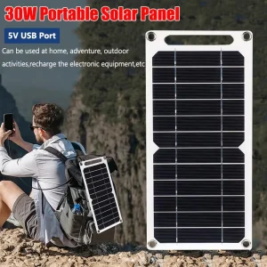 30W panneau solaire Portable 5V USB étanche en plein air randonnée Camping batterie téléphone Portable charge batterie externe chargeur solaire