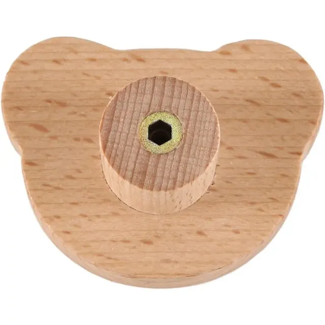 Bouton de tiroir en bois mignon en forme d'ours avec vis – vue 5
