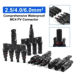 1 paire de connecteurs d&rsquo;accueil multicanal photovoltaïques mâles et femelles 2T/3T/4T/5T/6T pour connexion parallèle de panneau solaire 30A 1000V