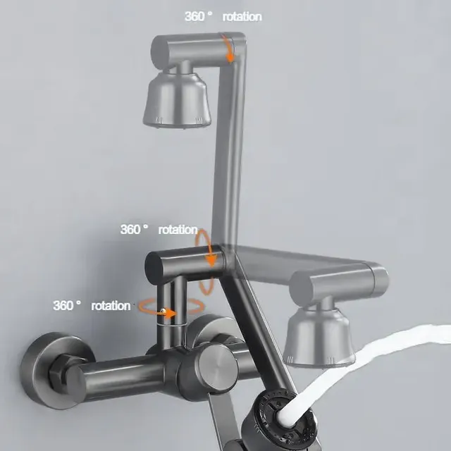 Robinet de cuisine mural en acier inoxydable – vue 5