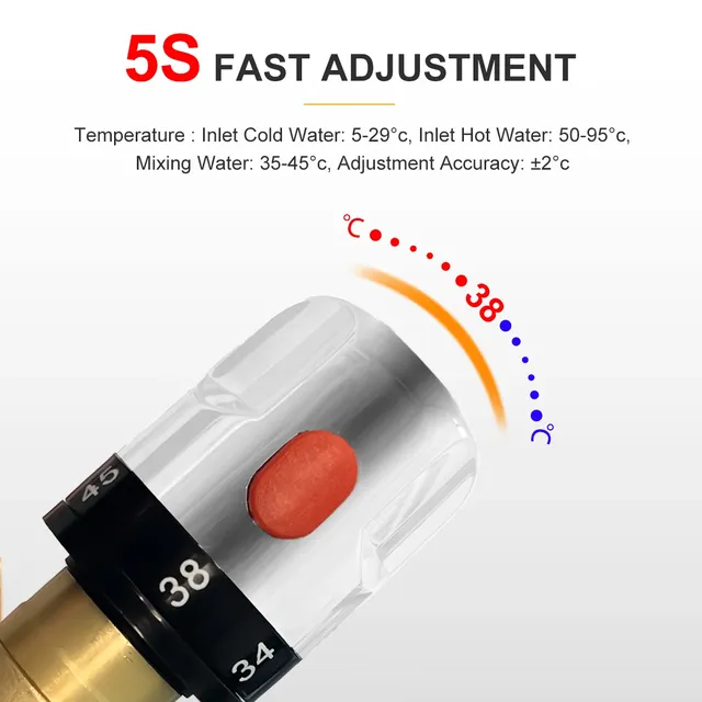Robinet mitigeur thermostatique en laiton – vue 4