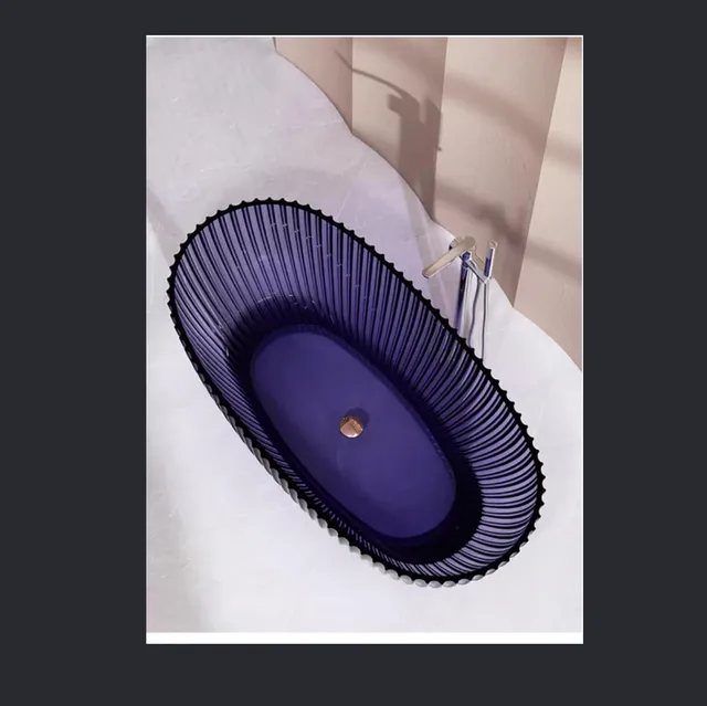 Baignoire autoportante transparente résine ovale… – vue 3