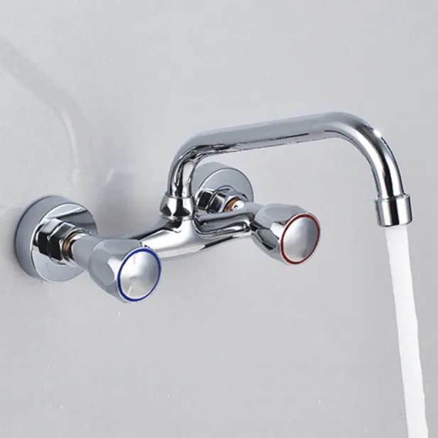 Robinet mural double poignées eau chaude froide bec… – vue 2