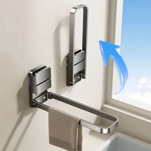 Porte serviette mural pliant acier inoxydable brossé… – vue 2