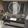 Armoire vanité chêne patiné lavabo intégré vasque… – vue 3
