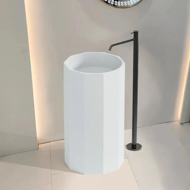 Vasque colonne autoportante surface solide pierre marbre… – vue 2