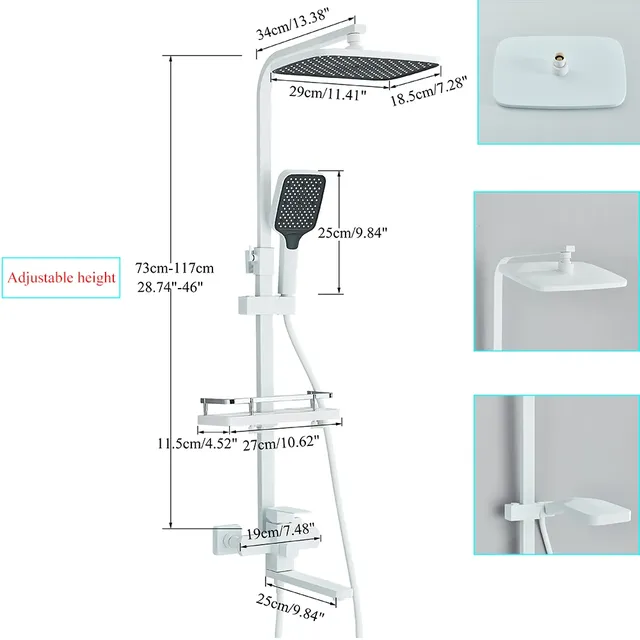 Ensemble de douche blanche avec longue rotation du bec – vue 5