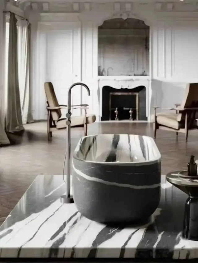 Baignoire de luxe en pierre solide – vue 4