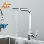 Robinets de cuisine extractibles, 4 Modes, bec rotatif, cascade, tête de pulvérisation, mélangeur d&rsquo;évier, robinet de lavage d&rsquo;évier monotrou chaud et froid