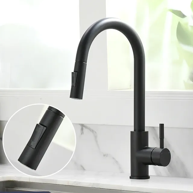 Robinet d'évier de cuisine 304 extractible noir – vue 2