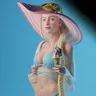 Figurine résine miniature bikini turquoise chapeau… – vue 4