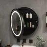 Miroir mural rond cadre noir mat anneau LED tactile… – vue 2