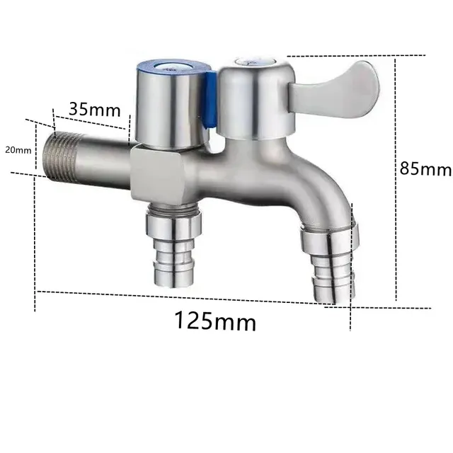 Robinet d'eau à double sortie en acier inoxydable – vue 4