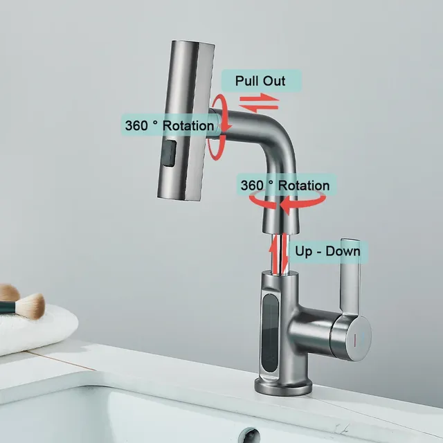 Robinet cuisine extractible cascade affichage numérique… – vue 3