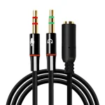 adaptateur jack casque micro y séparateur stéréo trois virgule cinq millimètres plaqué or anti interférence gainé compatible téléphone