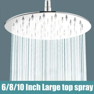 Pommeaux de douche cascade Ultra-fins en acier inoxydable de haute qualité, 10/8/6 pouces, pomme de douche à pluie carrée ronde Pommeaux de douche cascade Ultra-fins en acier inoxydable de haute qualité, 10/8/6 pouces, pomme de douche à pluie carrée ronde