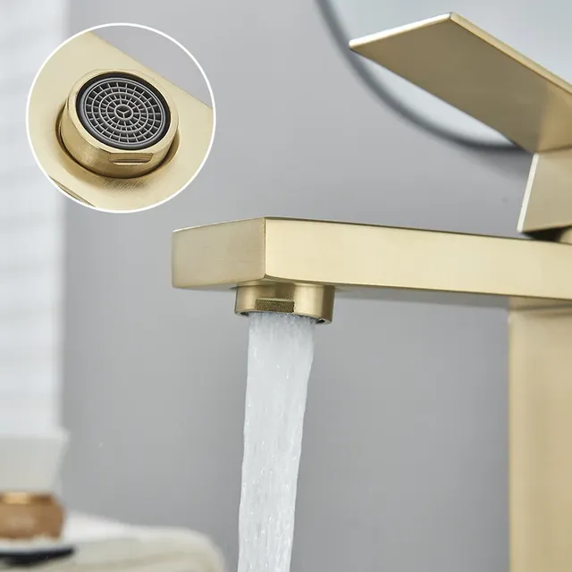 Senlesen robinet de salle de bains en or brossé – vue 5