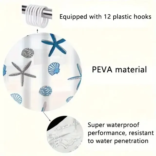 Rideau de douche étanche PEVA avec motif – vue 3