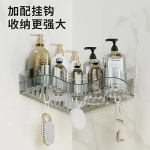 Salle de bain, salle de bain, support de rangement, coin toilette non perforé, toilettes, lavabo, rangement triangulaire, douche murale