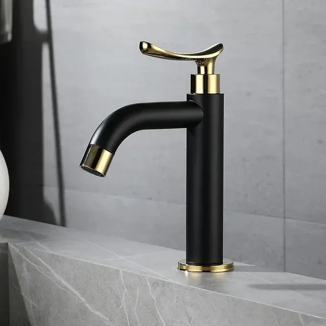 Mitigeur lavabo vasque monotrou poignée levier dorée… – vue 2