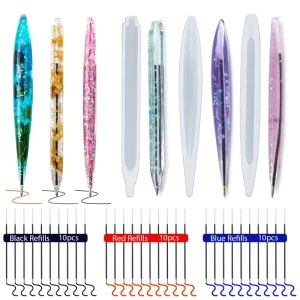 3 moules en silicone pour fabrication de stylos en résine époxy, recharge de 30 maillons, moule en silicone pour stylo à bille, moule de moulage en résine, fabrication artisanale applicable 3 moules en silicone pour fabrication de stylos en résine époxy, recharge de 30 maillons, moule en silicone pour stylo à bille, moule de moulage en résine, fabrication artisanale applicable