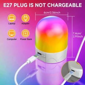 【Ampoule RVB rechargeable】 8 modes de scène | Fête/Camping/Anniversaire | Lumière LED colorée portable avec télécommande type-c 【Ampoule RVB rechargeable】 8 modes de scène | Fête/Camping/Anniversaire | Lumière LED colorée portable avec télécommande type-c