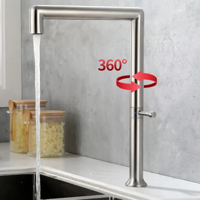 Évier de cuisine rotatif en acier inoxydable brossé – vue 2