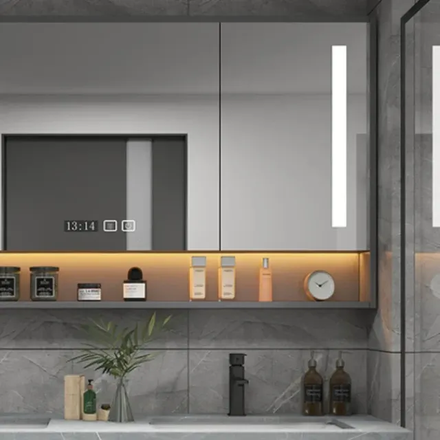 Meuble salle bain suspendu double vasque marbre gris… – vue 5