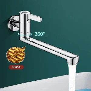 Robinet de piscine à vadrouille mural, robinet d&rsquo;évier de cuisine, robinet monotrou en laiton, rotation libre à 360 °, robinet froid unique