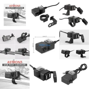 Chargeur USB guidon moto scooter bateau voiture double port étanche capuchon protection interrupteur poussoir fixation collier montage compact ABS noir Chargeur USB guidon moto scooter bateau voiture double port étanche capuchon protection interrupteur poussoir fixation collier montage compact ABS noir