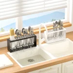 Évier de cuisine, baguettes, cuillères, couteaux, fourchettes, récipient de rangement pour couverts avec drainage, grande capacité