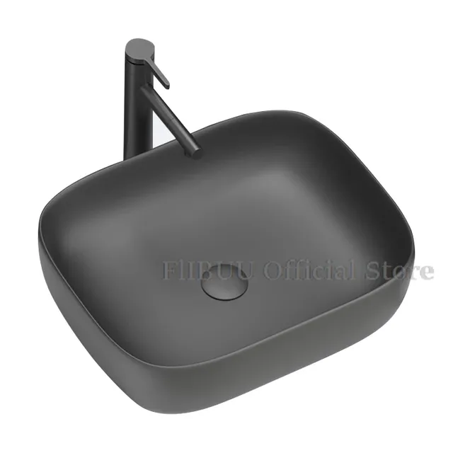 Vasque poser ovale céramique mate gris anthracite effilé… – vue 3