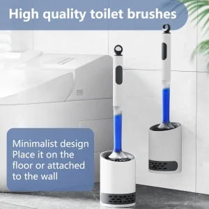 Brosse de toilette en Silicone à pulvérisation d&rsquo;eau, avec ensemble de 40cm de Long, brosse Tpr rechargeable avec accessoires de nettoyage de salle de bains muraux
