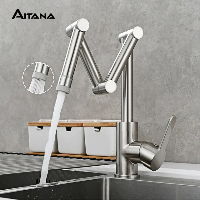 Aitana mitigeur cuisine monocommande laiton brossé bec… – vue 2