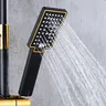 Colonne douche murale noire mate dorée tête pluie carrée… – vue 4