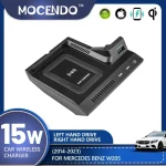 Chargeur sans fil voiture Qi 15W charge rapide Mercedes W205 GLC 2014 2023 console accoudoir ABS noir mat