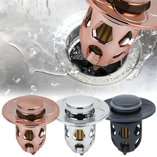 Bonde lavabo poussoir panier filtre anticheveux laiton…