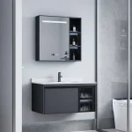Lavabo intégré en céramique en alliage d&rsquo;aluminium, armoire à miroir moderne, meubles de maison, nouveau