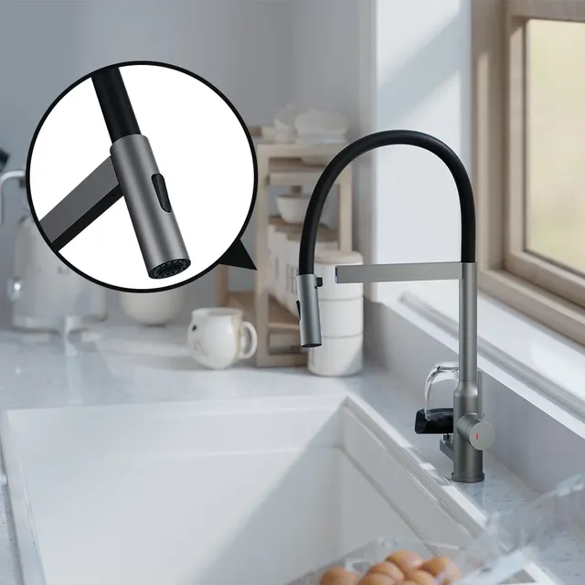 Nouveau robinets de cuisine 2 en 1 avec lave-tasse – vue 2