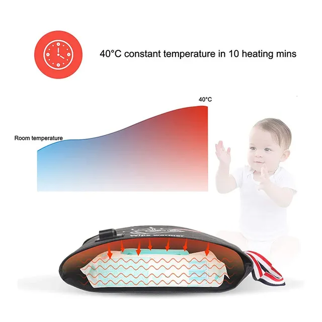 Chauffe lingettes portable usb bébé polyester zippé… – vue 3