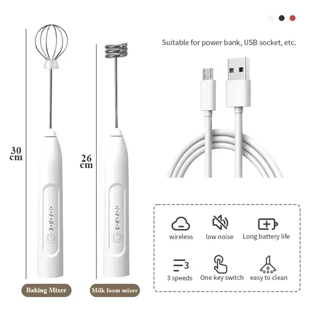 Batteur à œufs électrique Rechargeable USB 2 en 1 – vue 4