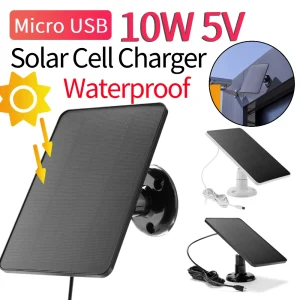 Panneaux solaires portables 10W 5V, avec support de montage à 360 degrés, chargement Micro USB, chargeur de cellules solaires monocristallines étanche Panneaux solaires portables 10W 5V, avec support de montage à 360 degrés, chargement Micro USB, chargeur de cellules solaires monocristallines étanche